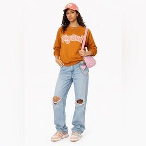Big Bud Press Crewneck Sweater Spell-out Logo in Mustard Gold orange Size XS